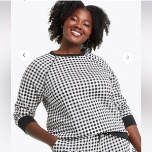 Draper James Natalie Sweatshirt Navy Gingham cotton lightweight